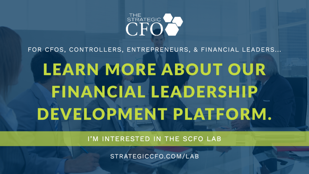 Financial leadership training platform advertisement with URL.