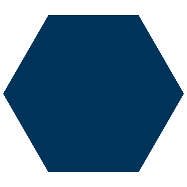 Blue hexagon on a transparent background.