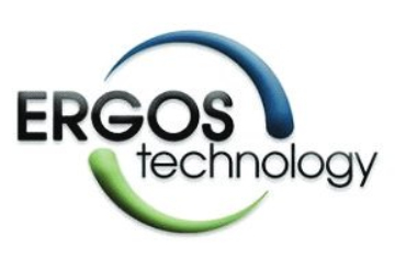 ERGOS Technology company logo with stylized emblem.