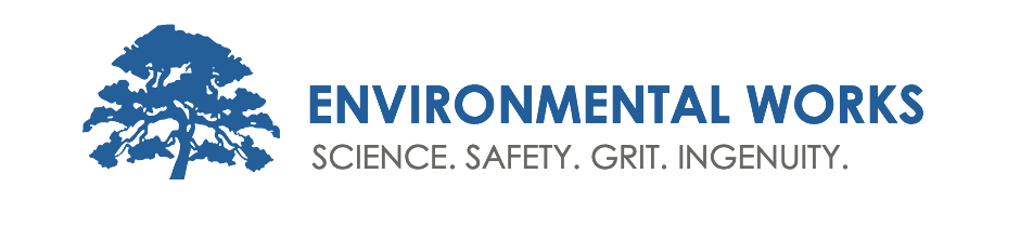 Logo of Environmental Works with tree and tagline.