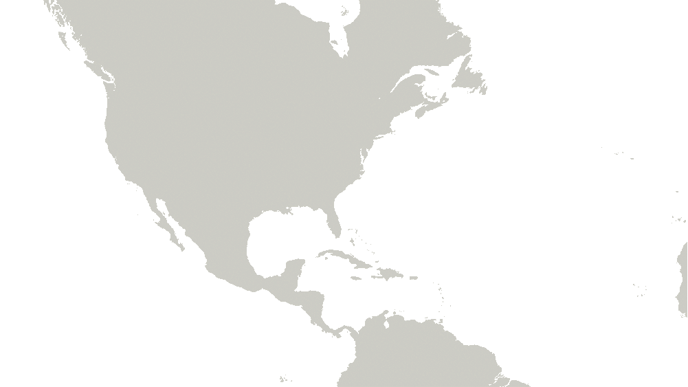 Simplified black and white map of North and South America.