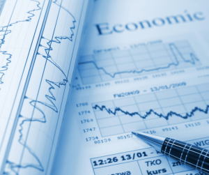 Graphs and charts depicting economic trends.