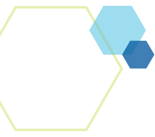 Colorful hexagons on clear background.