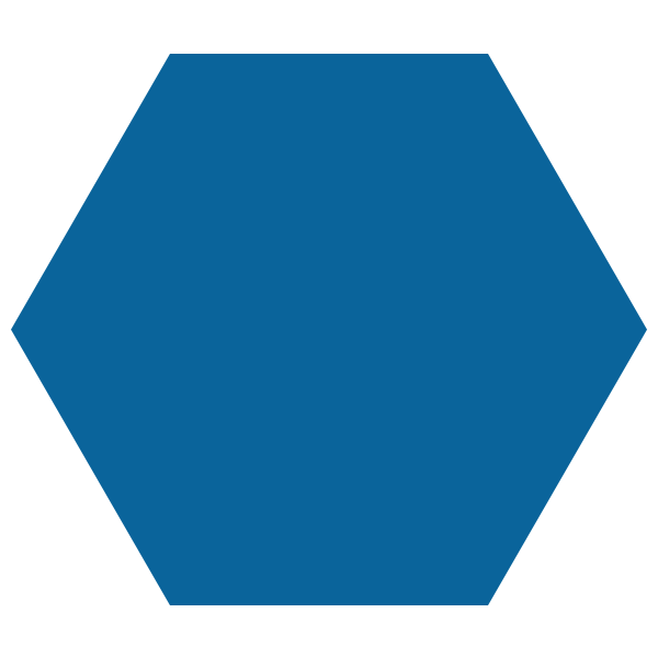 Blue hexagon shape on white background.