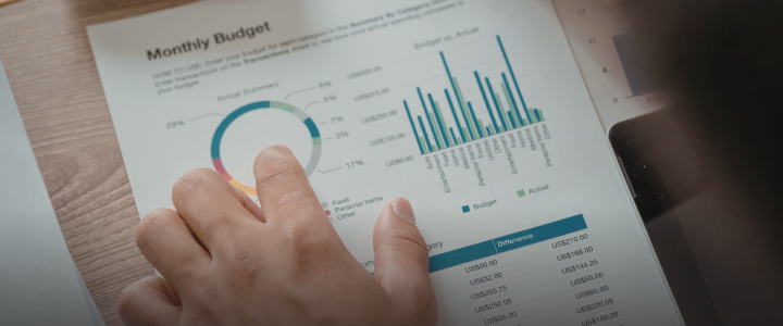Analyzing monthly outsourced accounting report with charts and graphs