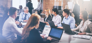 Team meeting in modern office conference room